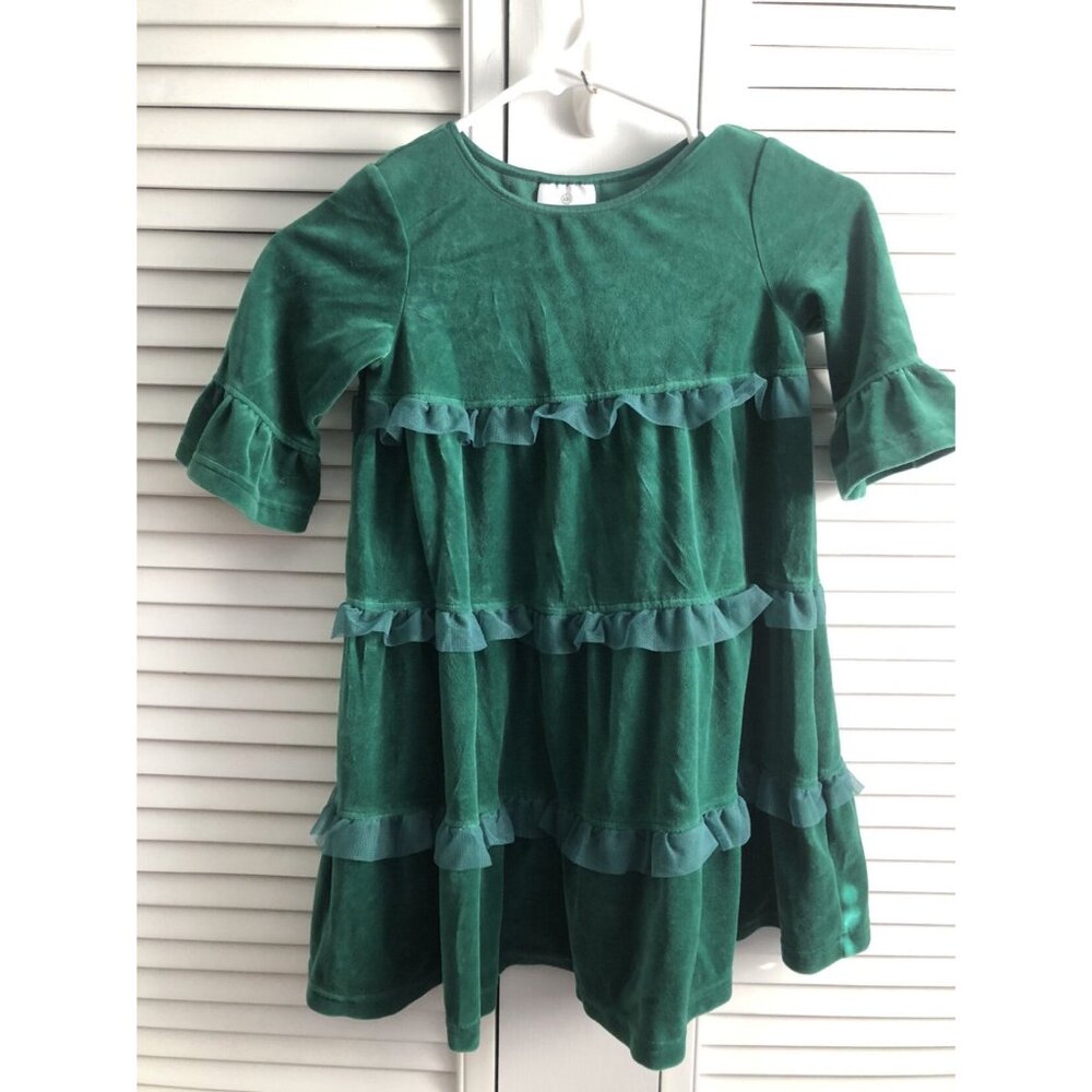 Hanna Andersson Green velour Dress Size 5